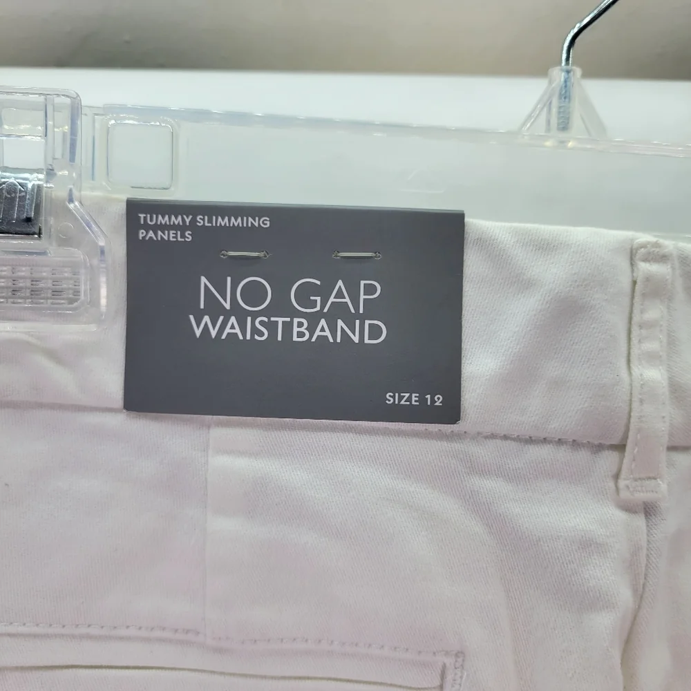 NWT JM Collections White Cotton No Gap Waistband Size 12 Tummy Slimming Panels